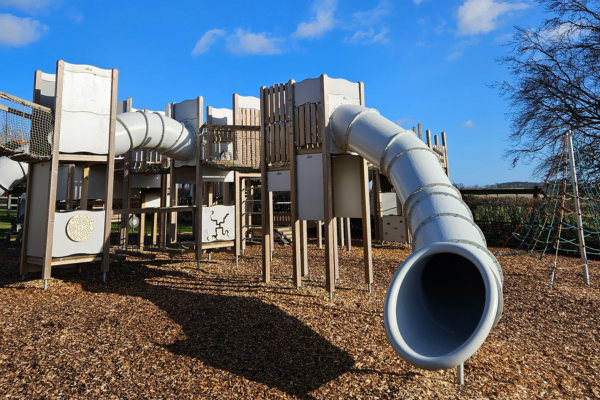 Photo shows outdoor adventure play area
